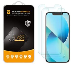 (2 pack) supershieldz designed for apple iphone 13 mini (5.4 inch) tempered glass screen protector, anti scratch, bubble free