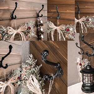 0-moyi 5 Packs Vintage Decorative Hooks Cast Iron Wall Wood Mounted Hooks Sturdy for Farmhouse Coats Bags Hats Towels(Screws Included)