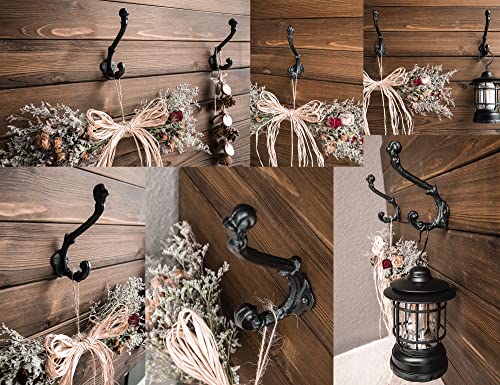 0-moyi 5 Packs Vintage Decorative Hooks Cast Iron Wall Wood Mounted Hooks Sturdy for Farmhouse Coats Bags Hats Towels(Screws Included)