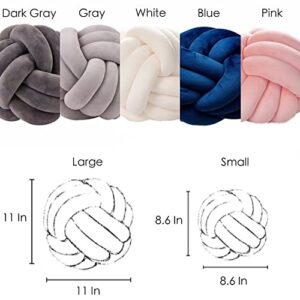 7UYUU Soft Knot Pillow Ball, Decorative Short Plush Knot Throw Pillow Large Round Bed Sofa Back Knot Velvet Pillow Cushion Small Knot Pillow for Baby (Dark Gray, Large 11 Inches)