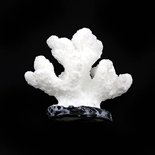 Semetall 2Pcs Sea Coral Aquarium Ornament, Artificial Sea Coral Plants Decorations for Fish Tank and Aquarium(White)