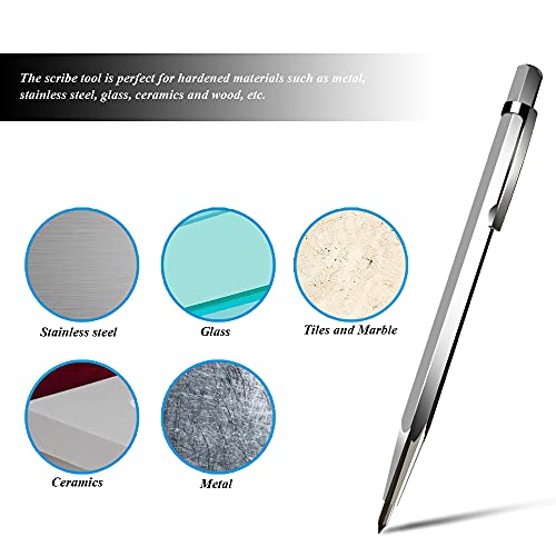 Tungsten Carbide Tip Scriber Marking Engraving Pen for Stainless Steel, Ceramics and Glass Carving (Silver)