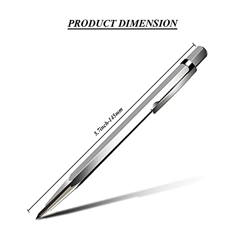 Tungsten Carbide Tip Scriber Marking Engraving Pen for Stainless Steel, Ceramics and Glass Carving (Silver)