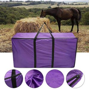 Padyrytu Hay Bale Storage Bag, 420D Large Tote Hay Bale Carry Bag, Foldable Portable Horse and Livestock Hay Bale Bags with Zipper Waterproof, Fits for Tree Storage (45''x 14'' x 23'') Purple