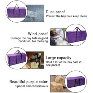 Padyrytu Hay Bale Storage Bag, 420D Large Tote Hay Bale Carry Bag, Foldable Portable Horse and Livestock Hay Bale Bags with Zipper Waterproof, Fits for Tree Storage (45''x 14'' x 23'') Purple