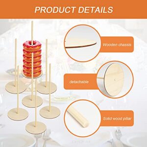 Zsxdc 6 Pieces Wooden Donut Bagels Display Stand Holder Detachable Donut Display Stand Wood Donut Stand Bar for Party Wedding Birthday Treat Display Corner Decor