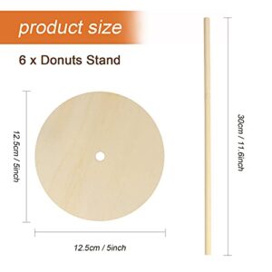 Zsxdc 6 Pieces Wooden Donut Bagels Display Stand Holder Detachable Donut Display Stand Wood Donut Stand Bar for Party Wedding Birthday Treat Display Corner Decor