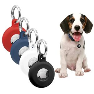 4airtag holder for apple air tag, 4 pack airtag case airtag keychain compatible with apple airtags, waterproof and anti-scratch silicone protective cover case for dog collar, keys, wallet, luggage