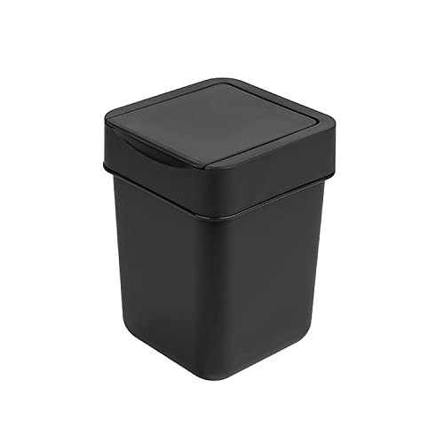 carrotez Mini Trash Can, Countertop Trash Can, 2 Liter/ 0.5 Gallon, Mini Wastebasket, Small Trash Can, Garbage Container Bin for Coffee Bar, Bathroom, Office, Countertop, Bedroom - Black