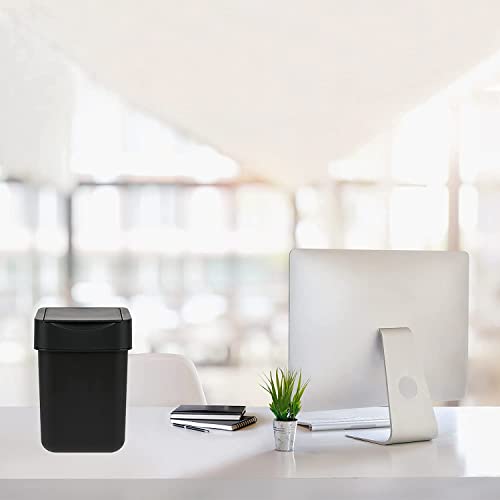 carrotez Mini Trash Can, Countertop Trash Can, 2 Liter/ 0.5 Gallon, Mini Wastebasket, Small Trash Can, Garbage Container Bin for Coffee Bar, Bathroom, Office, Countertop, Bedroom - Black