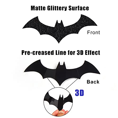 KIMOBER 144pcs Halloween Bats Wall Decor,Glittery 3D Bat Wall Decal Stickers for Halloween Party Indoor Outdoor Supplies