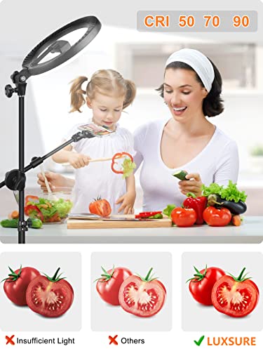 Selfie Ring Light with Stand and Phone Holder with Tripod Stand & Cell Phone Holder,Overhead Camera Phone Mount LED Halo Circle Lights Phone Stand for Video Recording/Live Stream/Vlog/YouTube/TikTok