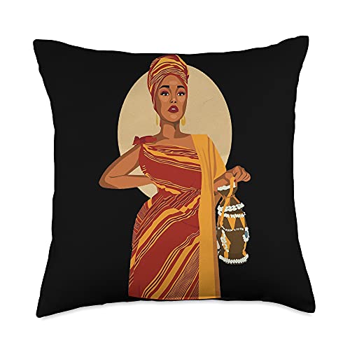 Africa Somali Outfits Somalian Women in Traditional Cloth Art Somali Culture Throw Pillow, 18x18, Multicolor