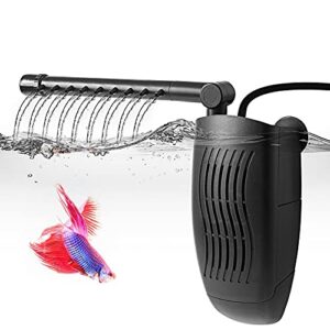 fedour 4w 5w adjustable aquarium internal filter, submersible filter with spray bar, water pump for 1-40 gallon fish and turtle tank (for 1-20 gallon)