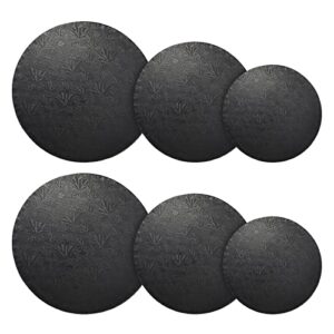 8" 10" 12" black cake drum set for baking supplies, round cake boards for desserts (6 pack)