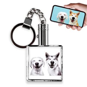 3d laser gifts crystal keychain square, laser etched photo, personalized engraved glass, birthday, anniversary, wedding