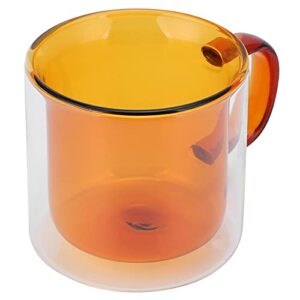 coffee mug 250ml borosilicate glass material doublelayer mug handmade glass cups for milk coffee home(yellow) coffee