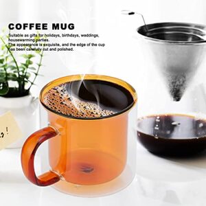 Coffee Mug 250ml Borosilicate Glass Material DoubleLayer Mug HandMade Glass Cups For Milk Coffee Home(yellow) Coffee