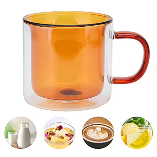 Coffee Mug 250ml Borosilicate Glass Material DoubleLayer Mug HandMade Glass Cups For Milk Coffee Home(yellow) Coffee