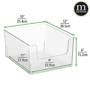 mDesign Modern Plastic Open Front Dip Storage Organizer Bin Basket for Kitchen Organization - Shelf, Cupboard, Cabinet, and Pantry Organizing Decor - Ligne Collection - Clear