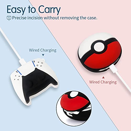 [2 Pack] TOLUOHU Case for Samsung Galaxy Buds 2(2021)/Galaxy Buds Live(2020)/Galaxy Buds Pro(2021),3D Cute Cartoon Kawaii Funny Fashion Shockproof Soft Silicone Cover with Keychain(Cute Ball+PS5)