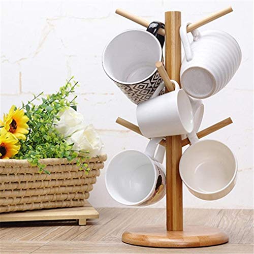 Hovico Mug Holder Tree, Wooden Mug Rack Holder Stand, Cactus Tree Shaped 8-Mug Holder, Kitchen Countertop Mug Tree, Coffee Mugs & Tea Cup Storage Rack for Coffee Cup, Mug，Tea Cup & Storage Rack