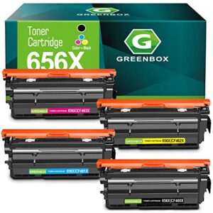 greenbox compatible toner cartridge replacement for hp 656x cf460x cf461x cf462x cf463x for color enterprise m652dn m652n m653dh m653dn m653x printer (1 black 1 cyan 1 magenta 1 yellow)