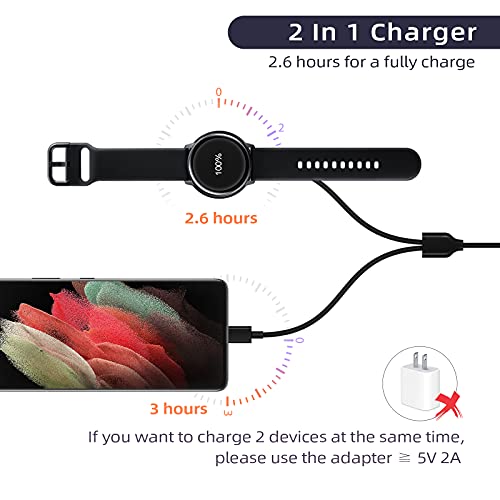 Watch Charger for Galaxy Watch 5 Pro/5/4/3/Active 2/1/Galaxy Watch, USB C Charging Cable Compatible for Samsung Galaxy S22/S21/S20/S10/Note 20/10/9/8 and More,5 ft 2 in 1 Charger Cable