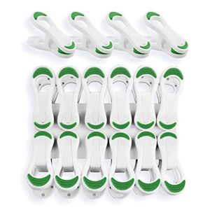 nypi 50 count white-green plastic clothes pins heavy duty outdoor, laundry clothes clips, mini clothes pins for drying, alligator clips for crafts, food clips set