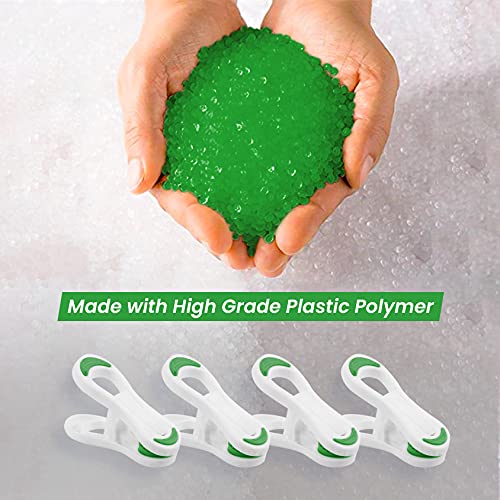 NYPI 50 Count White-Green Plastic Clothes pins Heavy Duty Outdoor, Laundry Clothes Clips, Mini Clothes Pins for Drying, Alligator Clips for Crafts, Food Clips Set