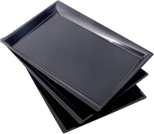 supernal 12 pack black plastic serving trays, 15"x10" plastictrays, plastic fast food tray, heavy duty platters, disposable serving party platters black，party serving trays