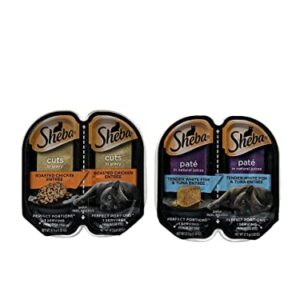 Sheba Perfect Portions Pate Wet Cat Food Cuts in Gravy Variety Pack All Flavors, Beef, Chicken, Salmon, Turkey, Tuna, White Fish, Multipack (24 Servings) with Lara's Booklet Bundle