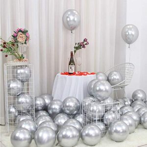 50pcs/Pack 12" Silver Metallic Shiny Balloons for Wedding Birthday Baby Shower Anniversary Party Decoration