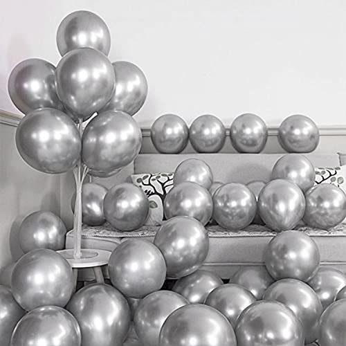 50pcs/Pack 12" Silver Metallic Shiny Balloons for Wedding Birthday Baby Shower Anniversary Party Decoration