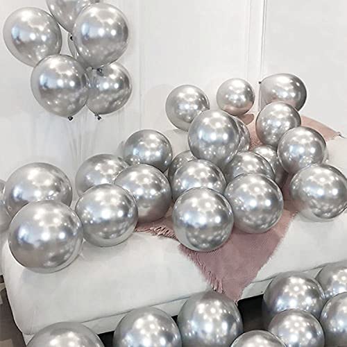 50pcs/Pack 12" Silver Metallic Shiny Balloons for Wedding Birthday Baby Shower Anniversary Party Decoration