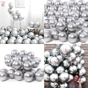 50pcs/Pack 12" Silver Metallic Shiny Balloons for Wedding Birthday Baby Shower Anniversary Party Decoration