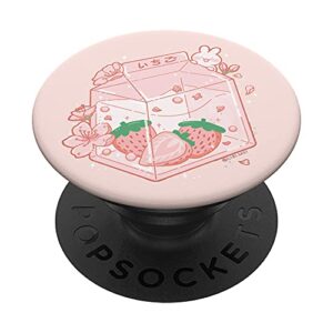 strawberry milk bunny japanese kawaii anime aesthetic pink popsockets swappable popgrip