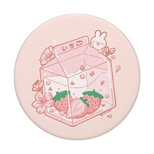 Strawberry Milk Bunny Japanese Kawaii Anime Aesthetic Pink PopSockets Swappable PopGrip