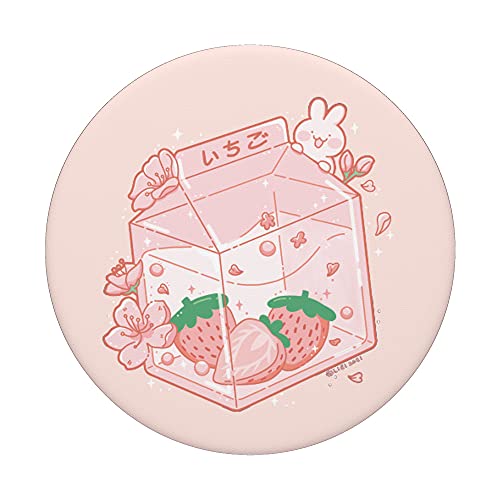 Strawberry Milk Bunny Japanese Kawaii Anime Aesthetic Pink PopSockets Swappable PopGrip