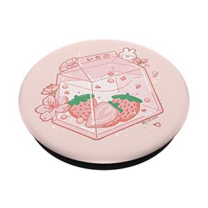 Strawberry Milk Bunny Japanese Kawaii Anime Aesthetic Pink PopSockets Swappable PopGrip