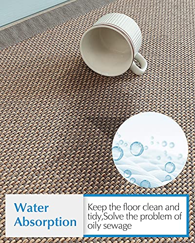 SUPENUIN Kitchen Rugs and Mats 2PCS Non Skid Kitchen Mats for Floor Washable Kitchen Runner Rugs for Kitchen Front of Sink Grey 20"x32"+20"x47"