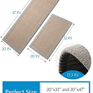 SUPENUIN Kitchen Rugs and Mats 2PCS Non Skid Kitchen Mats for Floor Washable Kitchen Runner Rugs for Kitchen Front of Sink Grey 20"x32"+20"x47"