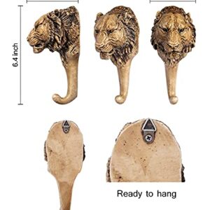 BestySuperStore Tiger Head Shaped Single Hook Hanger Rustic Animal Coat Hat Towel Key Holder Hooks Decorative for Wall (Tiger)