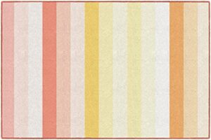 flagship carpets schoolgirl style simply safari sunset stripes classroom area rug for indoor classroom learning or kid bedroom educational play mat, 5'x7'6"