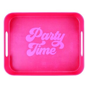 slant collections bar tray pink and red retro acrylic serving platter, 14 x 10-inches, party time