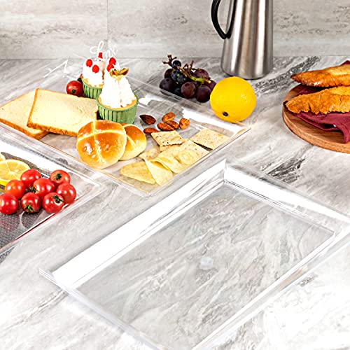 SUT 12 Pack Clear Plastic Serving Trays, 15’’×10’’ Rectangle Serving Platters Disposable Food Trays for Weddings and Parties