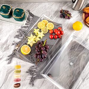 SUT 12 Pack Clear Plastic Serving Trays, 15’’×10’’ Rectangle Serving Platters Disposable Food Trays for Weddings and Parties