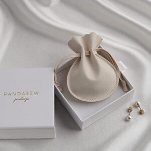 PandaSew Jewelry Bag 20pcs Luxury 10x8cm Microfiber Jewelry Pouch for Rings,Necklace,Pendant Gift Drawstring Packaging Bags, Beige