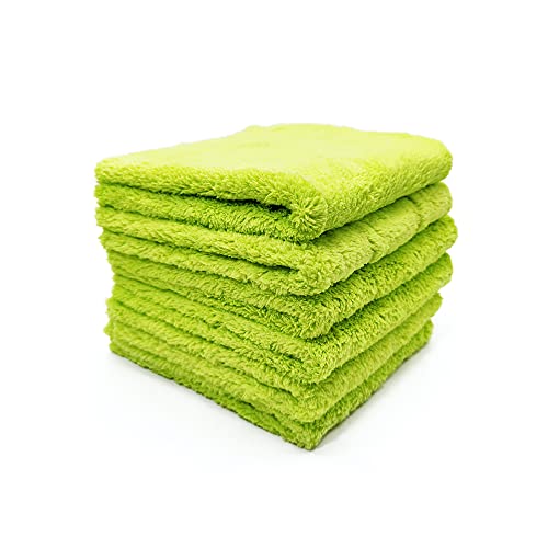 GLOSSONLY Edgeless Plush Microfiber Towels for Cars, Professional Car Drying Towels, Car Detailing Microfiber Cleaning Cloths 6 Pack - Lint-Free, Scratch-Free, Highly Absorbent 500GSM 16in x 16in