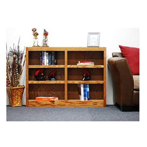 Home Square 36" Tall 6 Shelf Double Wide Wood Bookcase with Adjustable Shelves, Set of 2, in Dry Oak